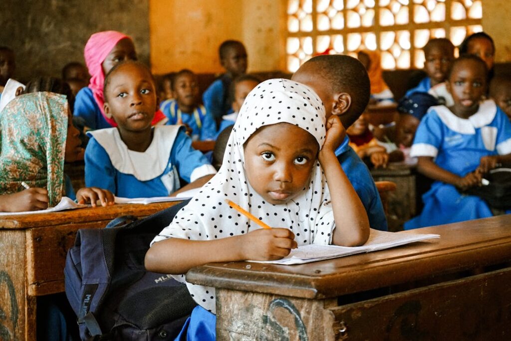 children learning in a classroom